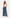 Pantalone Palazzo Denim con Cintura e Fiore Decorativo