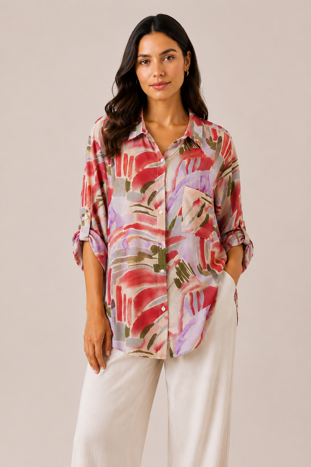 Camicia Donna Fantasia Artistica Multicolor