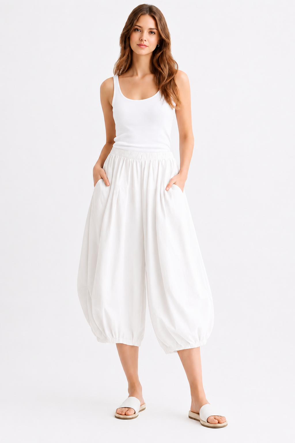 Pantalone Balloon Donna con Tasche