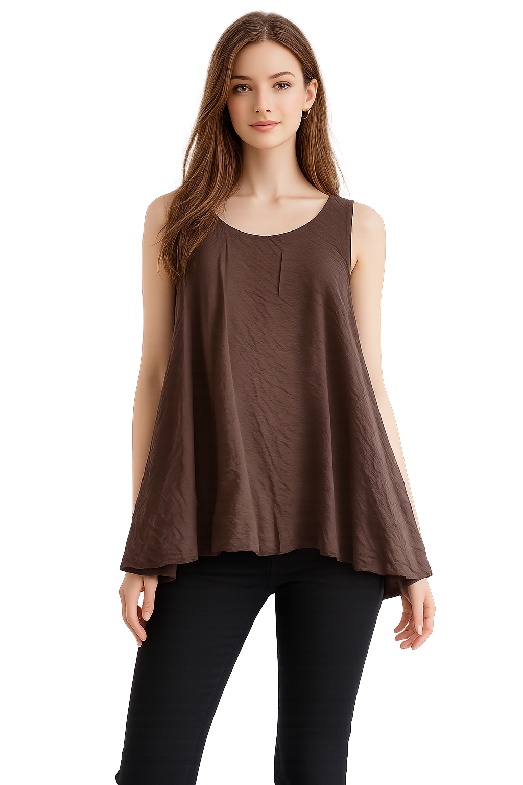 Canotta svasata donna marrone – Linea morbida