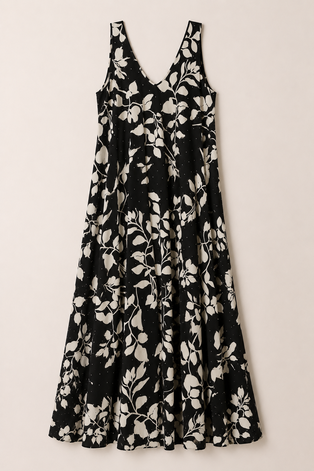 Abito Lungo Donna Fantasia Floreale Beige e Marrone