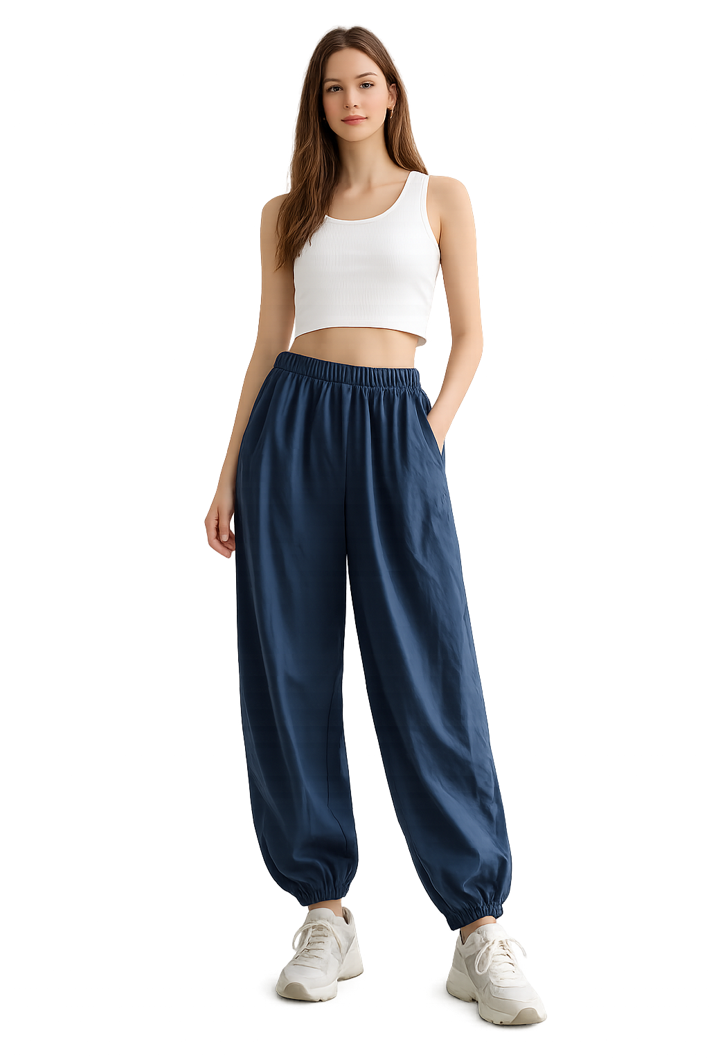 Pantalone Balloon Donna con Elastico alla Caviglia