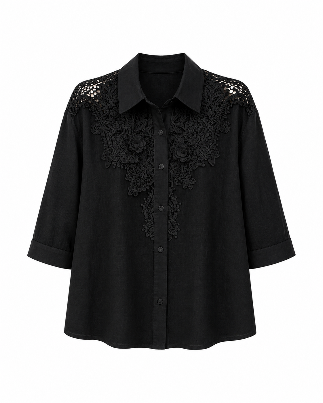 Camicia con Ricami in Pizzo floreale