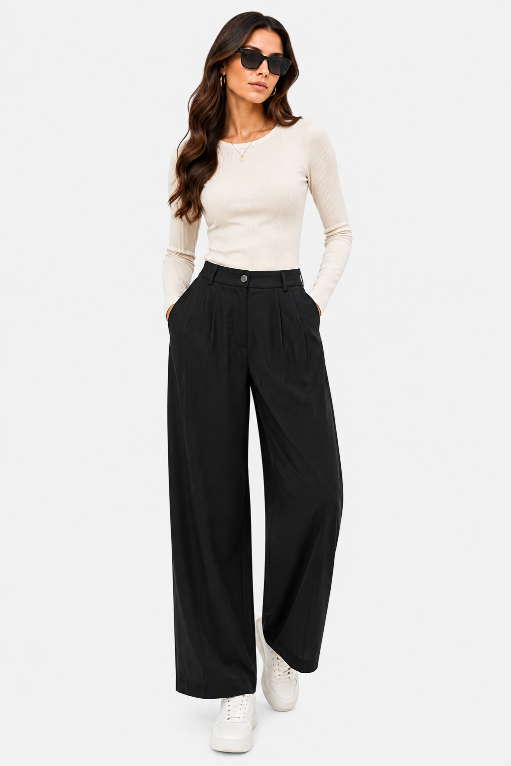 Pantalone Sartoriale a Gamba Ampia con Pince