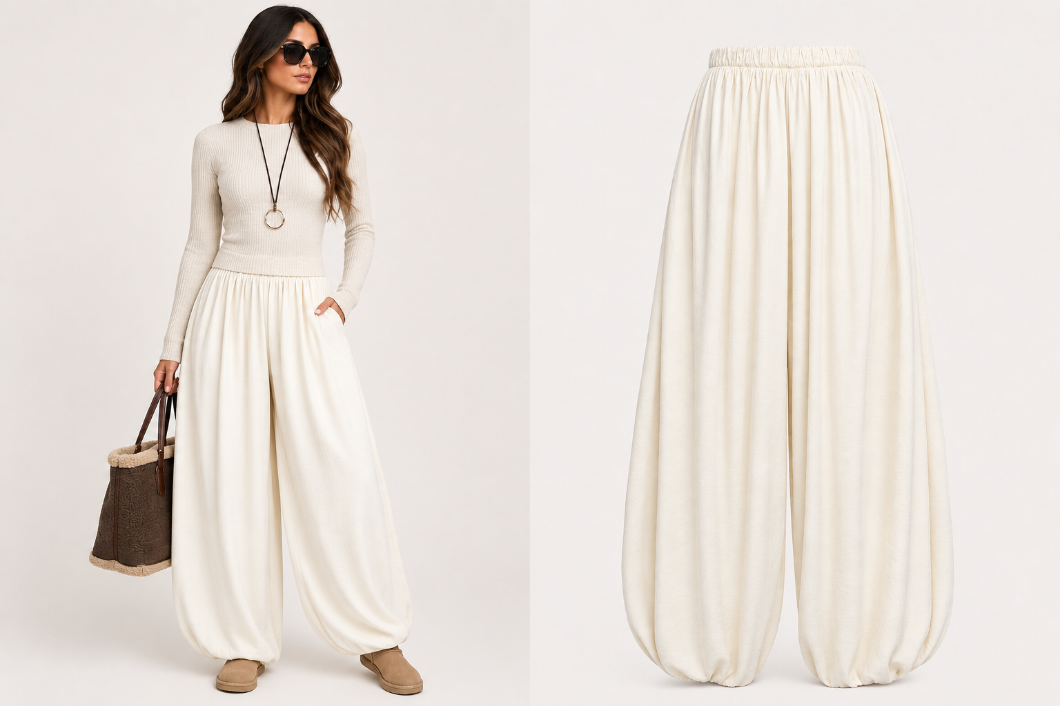 Pantalone Palazzo Balloon con Vita Elasticizzata
