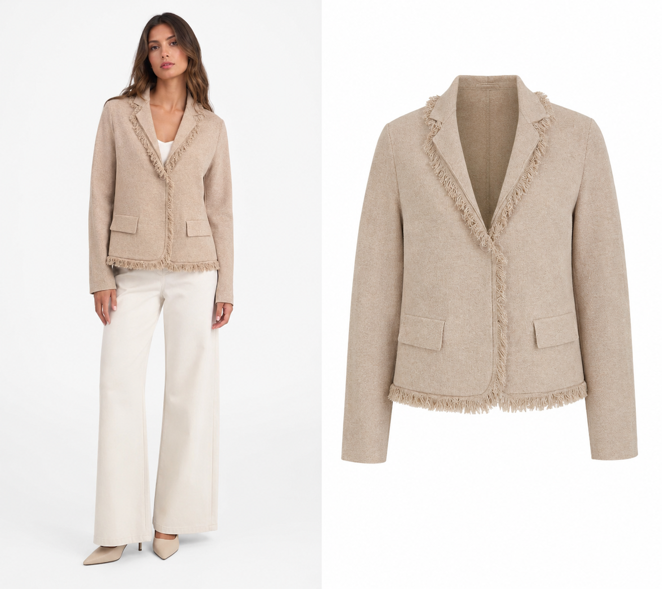 Giacca Elegante con Frange e Revers