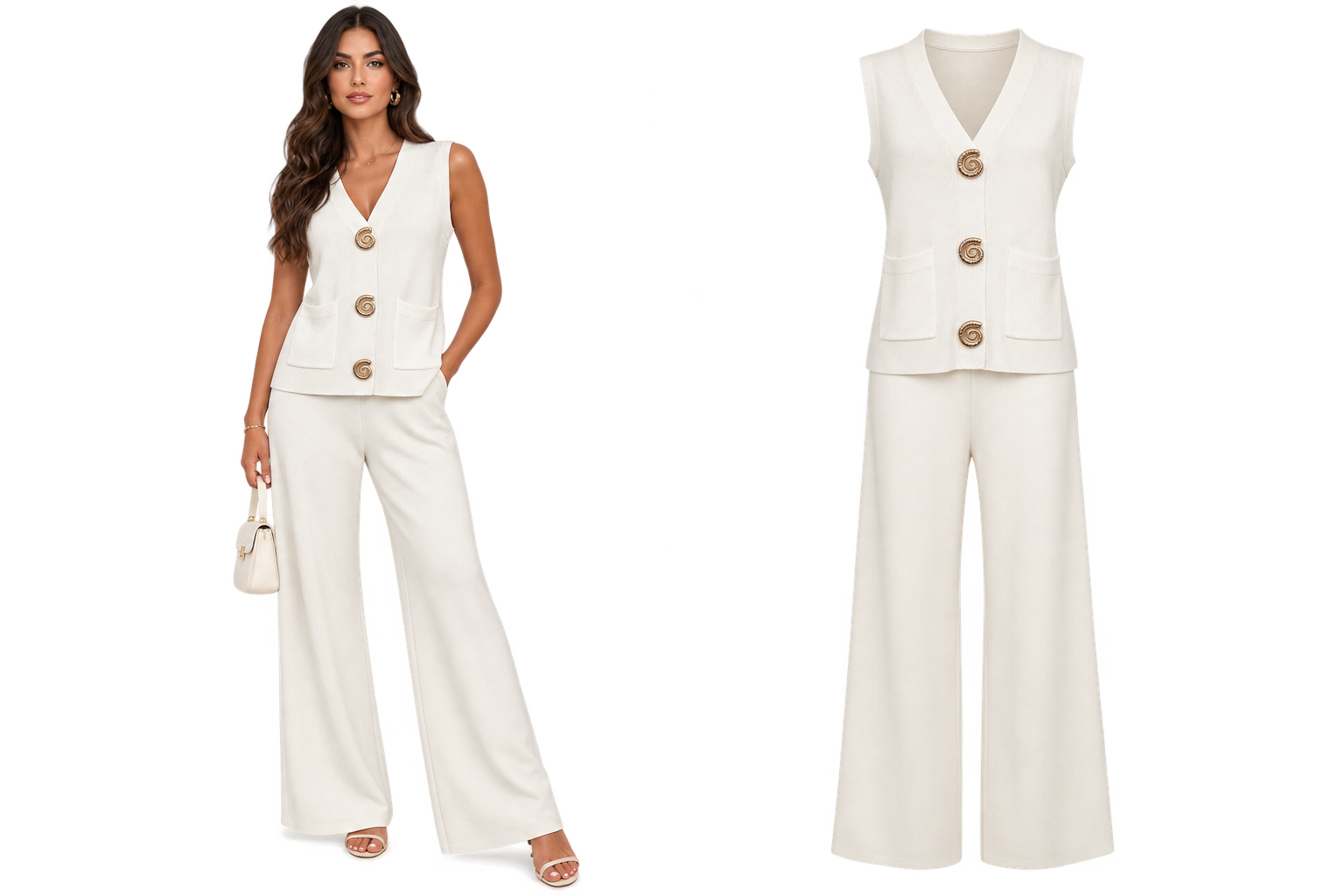 Completo Elegante con Gilet e Pantalone Palazzo