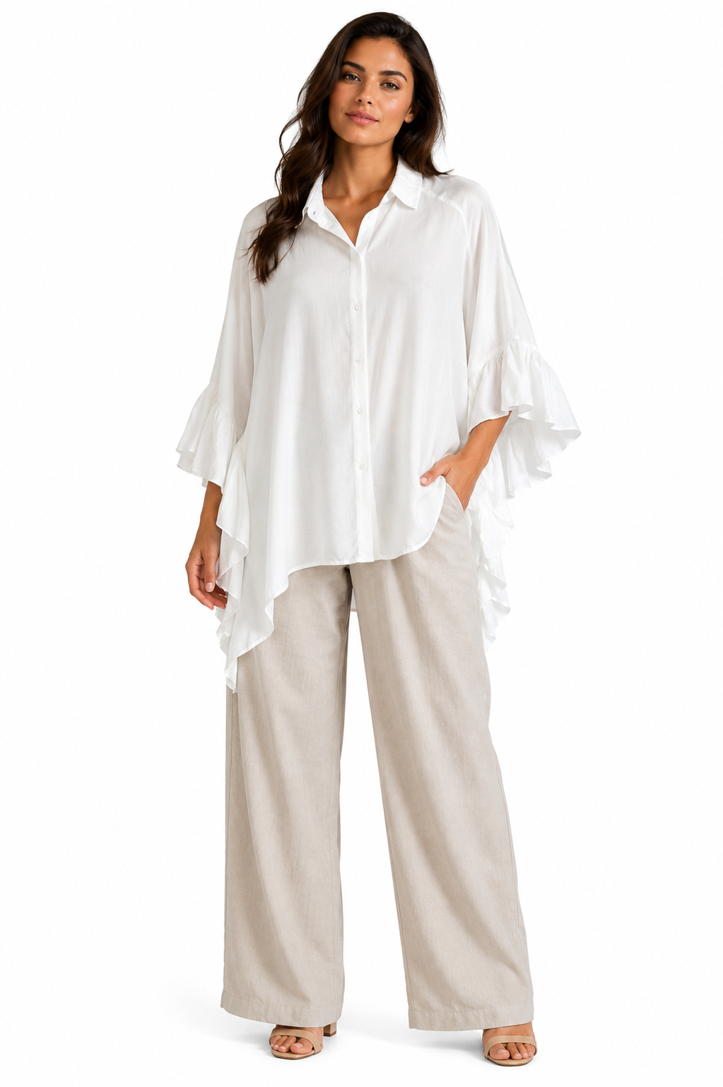 Camicia con Maniche Volant
