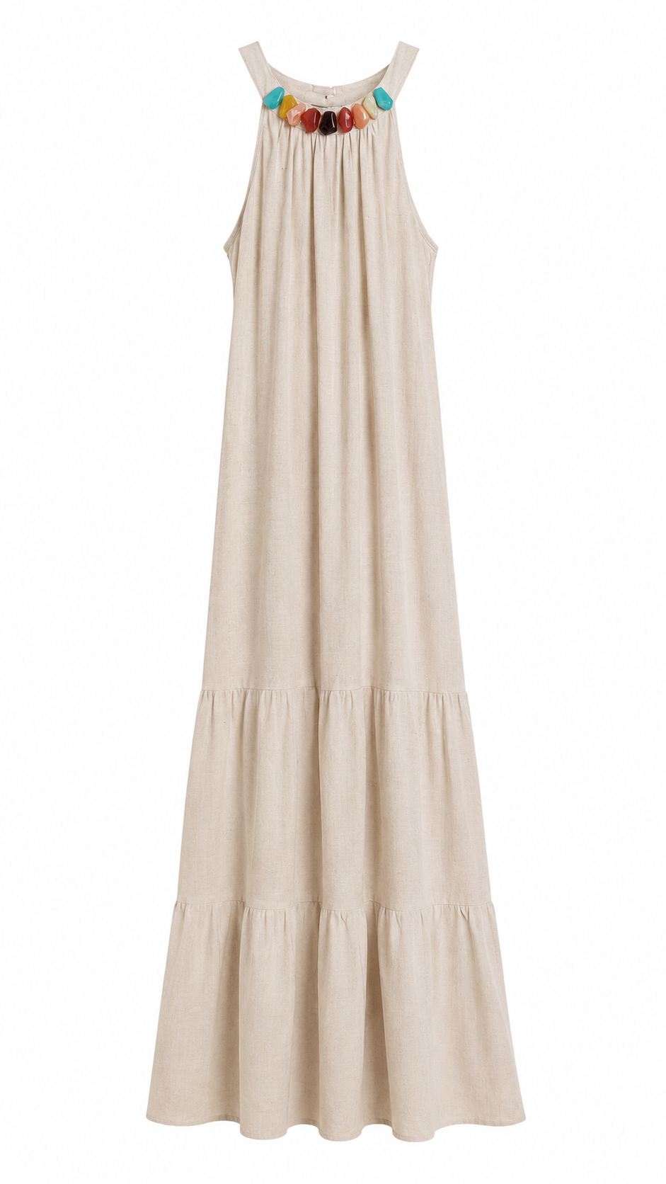 Abito Lungo Halter con Collana Decorativa