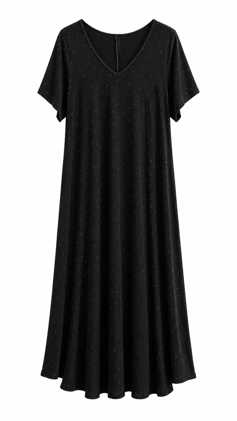 Abito Lungo V-Neck con Micro Strass