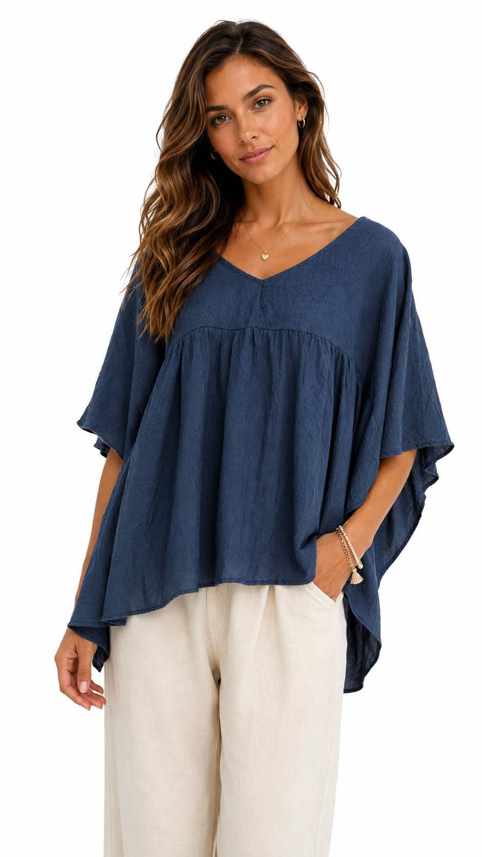 Blusa Donna Oversize in Tessuto Effetto Stropicciato
