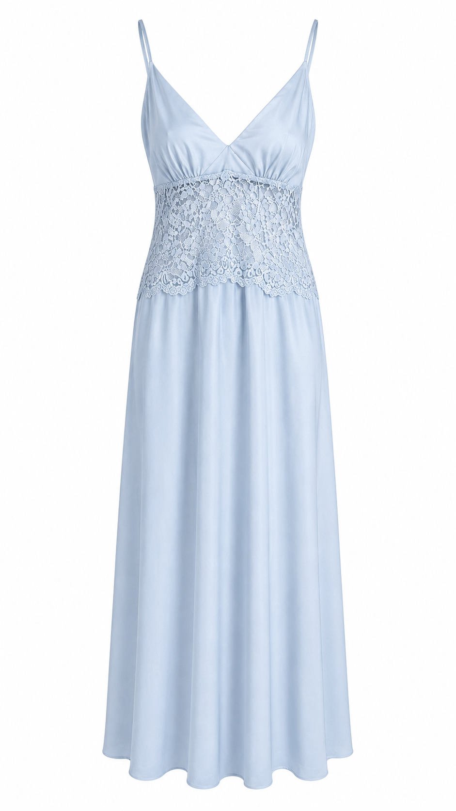 Abito Lungo Donna con Pizzo in Vita