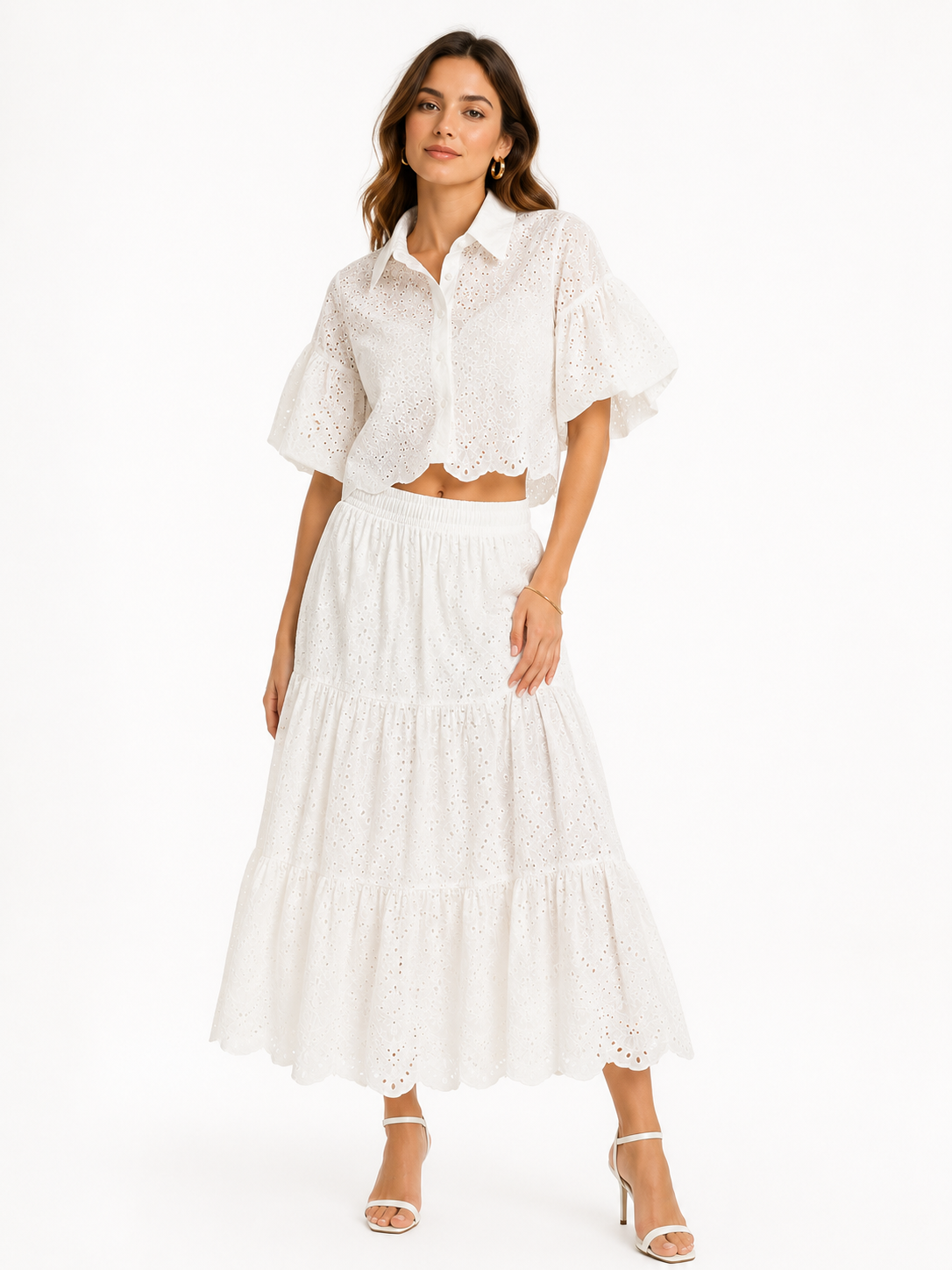 Completo Donna in Sangallo Bianco